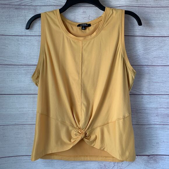 Zobha Yellow Buttery Soft Sleeveless Twist Knot Front Shirt Size L - Picture 1 of 15
